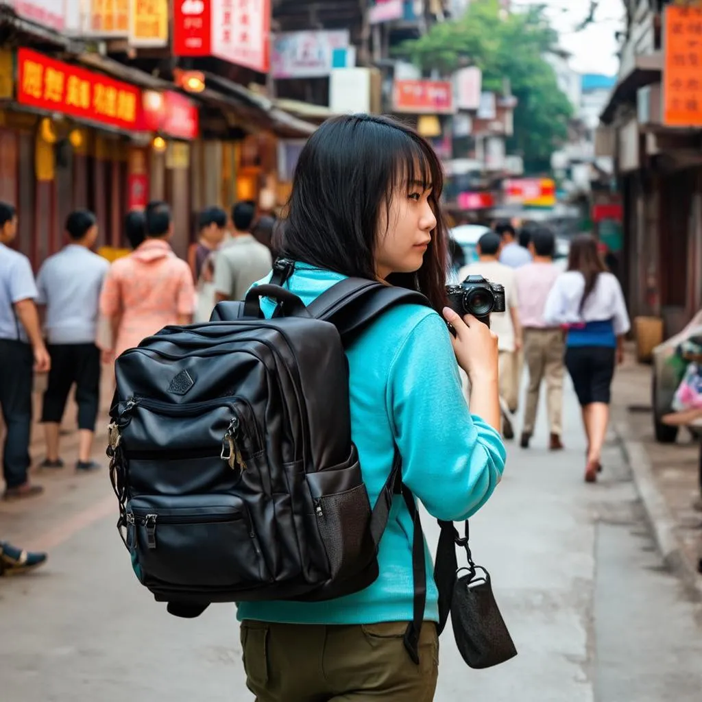 Observant traveler in Vietnam